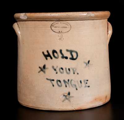 BROWN BROTHER. / HUNTINGTON, L.I. (Brown Brothers, Long Island) Stoneware HOLD YOUR TONGUE Crock