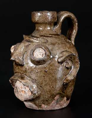 Extremely Rare and Important Stoneware Face Jug, Edgefield, SC, circa 1860