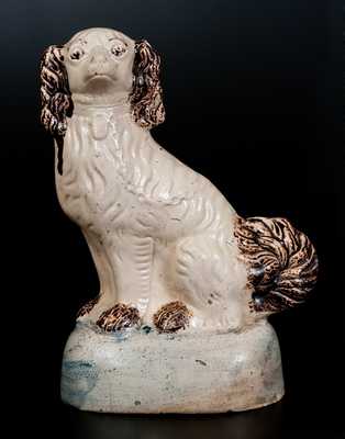 Stoneware Spaniel w/ Manganese and Cobalt Decoration, probably Anna Pottery