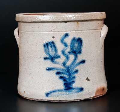 1/2 Gal. Stoneware Crock with Cobalt Floral Decoration
