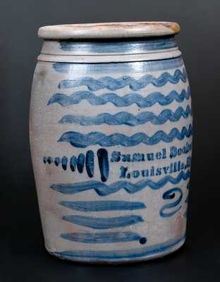 Exceptional Samuel Booker / Louisville, KY Stoneware Jar with Profuse Cobalt Decoration
