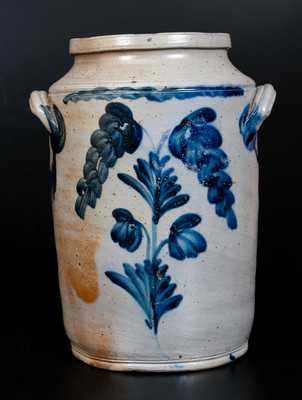 Stoneware Water Cooler w/ Cobalt Floral Decoration, attrib. Henry H. Remmey, Philadelphia, PA