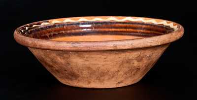Redware Bowl with Profuse Two-Color Slip Decoration, possibly Hagerstown, MD