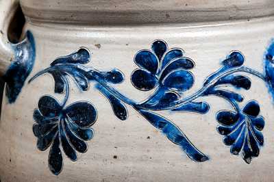 Exceptional 4 Gal. Manhattan Stoneware Jar w/ Incised Floral Vine Decoration, c1790-1800