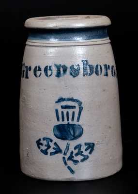 GREENSBORO, Pennsylvania Stoneware Canning Jar w/ Thistle Design