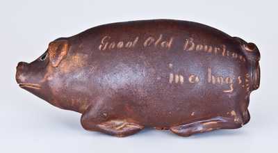 Early Anna Pottery Pig Bottle, Wallace and Cornwall Kirkpatrick, Anna, IL, circa 1870