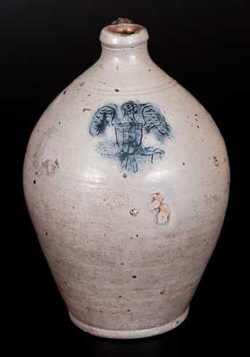 Rare 3 Gal. Stoneware Jug with Impressed Federal Eagle Design, probably Connecticut, c1820