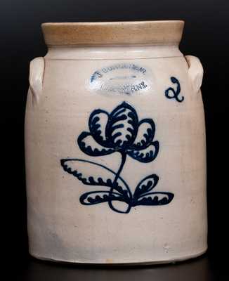 2 Gal. J. BURGER, JR. / ROCHESTER, N.Y. Stoneware Jar with Slip-Trailed Floral Decoration