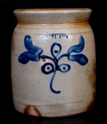CORTLAND, NY (Madison Woodruff and Romanzo Smith) Stoneware Jar, circa 1867-1869
