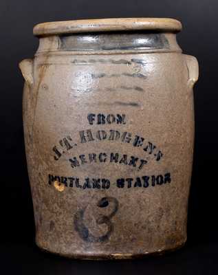 Scarce Three-Gallon Portland Station Stoneware Advertising Jar, Western PA origin, circa 1865