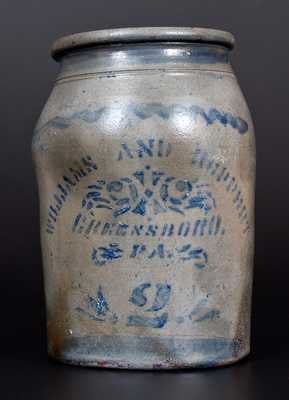 Two-Gallon WILLIAMS AND REPPERT / GREENSBORO, PA Cobalt-Decorated Stoneware Jar