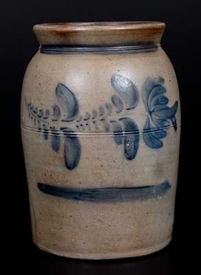 2 Gal. Western PA Stoneware Jar with Cobalt Floral Decoration