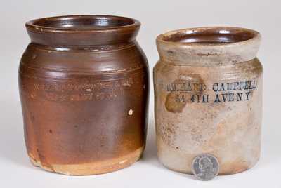 Lot of Two: Small Stoneware Jars with NEW YORK Advertising