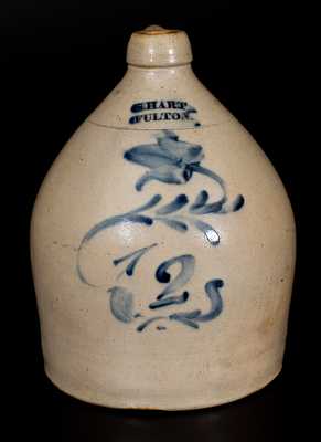 2 Gal. S. HART / FULTON Stoneware Jug with Floral Decoration
