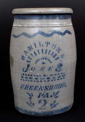 HAMILTON & JONES / GREENSBORO, PA Stoneware Jar w/ Stenciled Sunburst Decoration
