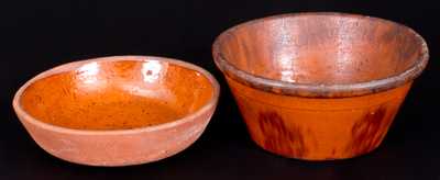 Lot of Two: Pennsylvania Redware Bowls, one with Manganese Streaks