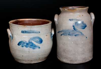 Two I. V. MACHETT Stoneware Jars, Cornwall, NY, circa 1850