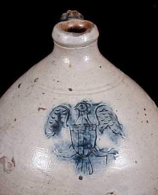 Rare 3 Gal. Stoneware Jug with Impressed Federal Eagle Design, probably Connecticut, c1820