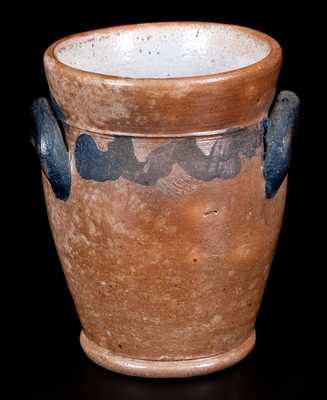 Unusual Miniature Stoneware Jar with Cobalt Decoration