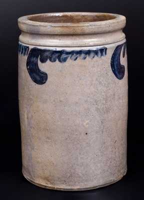 S. BELL & SON / STRASBURG Stoneware Jar w/ Cobalt Swag Decoration