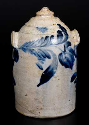 Fine Remmey, Philadelphia Stoneware Chick Waterer with Elaborate Cobalt Floral Decoration