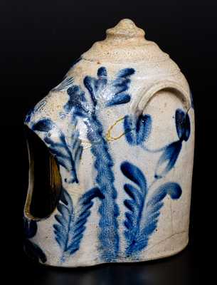 Fine Remmey, Philadelphia Stoneware Chick Waterer with Elaborate Cobalt Floral Decoration