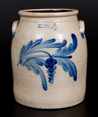 EVAN R. JONES / PITTSTON, PA Stoneware Jar with Cobalt Floral Decoration