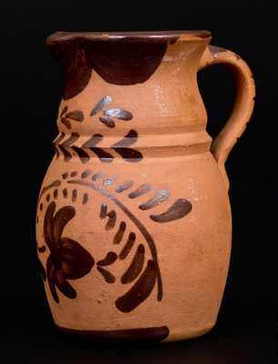 Small-Sized New Geneva, PA Tanware Pitcher with Profuse Decoration