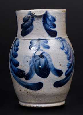 Rare and Fine Quart-Sized Baltimore Stoneware Pitcher w/ Cobalt Floral Decoration
