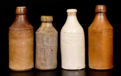 Lot of Four: Stoneware Bottles with New York Advertising incl. Three Dated Examples
