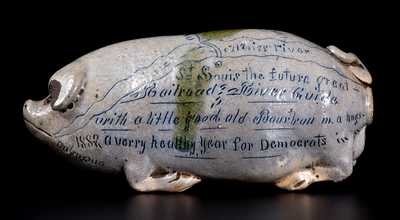 Anna Pottery Pig Bottle, 1882 a verry healthy year for Democrats