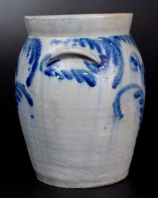 3 Gal. Ovoid Stoneware Jar with Profuse Cobalt Floral Decoration, Baltimore, circa 1835