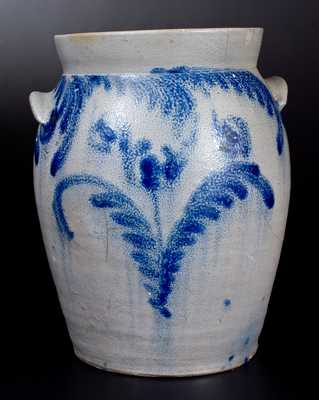 3 Gal. Ovoid Stoneware Jar with Profuse Cobalt Floral Decoration, Baltimore, circa 1835