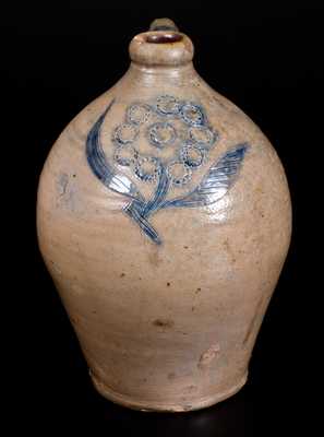 Very Fine Ovoid Stoneware Jug w/ Impressed and Incised Floral Decoration, probably Crolius, Manhattan