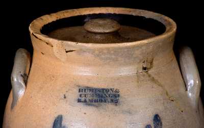 Rare Ovoid HUMISTON & CUMMINGS / S. AMBOY. NJ Stoneware Lidded Jar