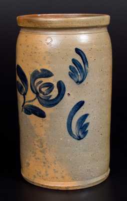 2 Gal. Stoneware Jar with Brushed Tulip Decoration, Western PA, circa 1860