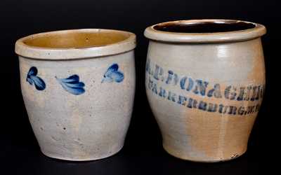 Lot of Two: Stoneware Cream Jars incl. A. P. DONAGHHO and Baltimore, MD Examples