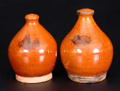 Lot of Two: Redware Banks with Manganese Splotched Decoration, Connecticut or Long Island