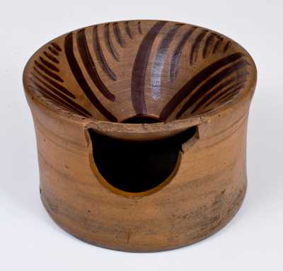 Outstanding Tanware Spittoon with Elaborate Decoration, New Geneva, PA, circa 1890