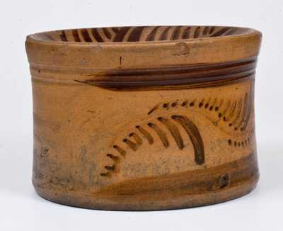 Outstanding Tanware Spittoon with Elaborate Decoration, New Geneva, PA, circa 1890