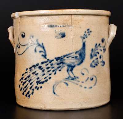  I. SEYMOUR TROY Stoneware Crock w/ Elaborate Pheasant Decoration