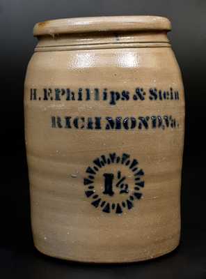 Rare C. F. Phillips & Stein / RICHMOND, Va Stoneware Advertising Jar att. A. P. Donaghho
