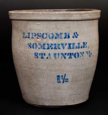 LIPSCOMB & SOMERVILLE / STAUNTON, Va Stoneware Cream Jar att. A. P. Donaghho