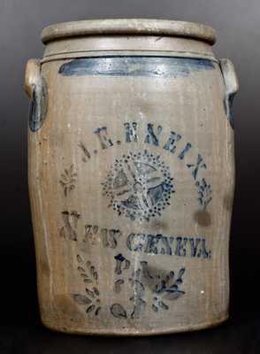 J. E. ENEIX / NEW GENEVA, PA Stoneware Jar with Stenciled Decoration