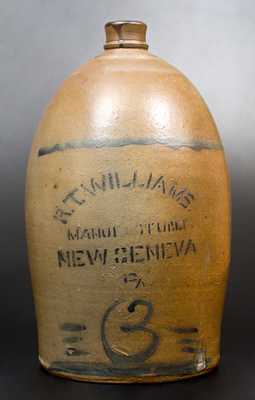 3 Gal. R. T. WILLIAMS / NEW GENEVA, PA Stoneware Jug