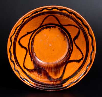 Redware Bowl with Profuse Manganese Slip Decoration