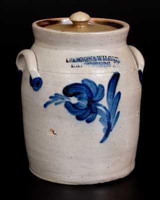 COWDEN & WILCOX / HARRISBURG, PA Stoneware Lidded Jar w/ Floral Decoration