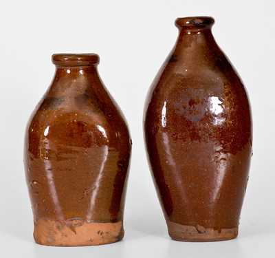 Lot of Two: Redware Flasks with Manganese Decoration