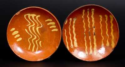 Lot of Two: Slip-Decorated Redware Plates