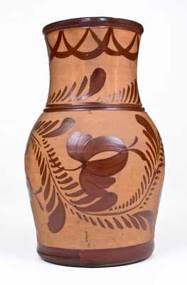 Exceptional Tanware Pitcher with Elaborate Albany Slip Date, 